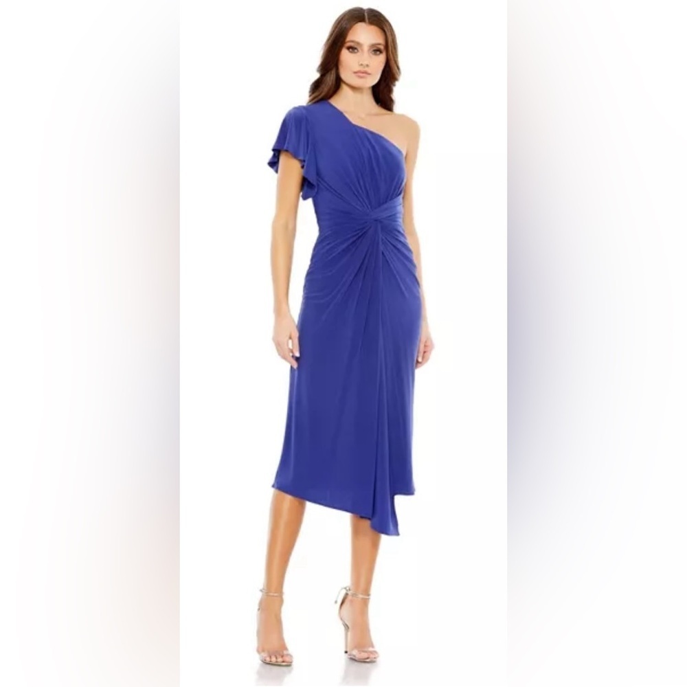 Mac Duggal 12480 Nwt Women's One Shoulder Midi Length Dress